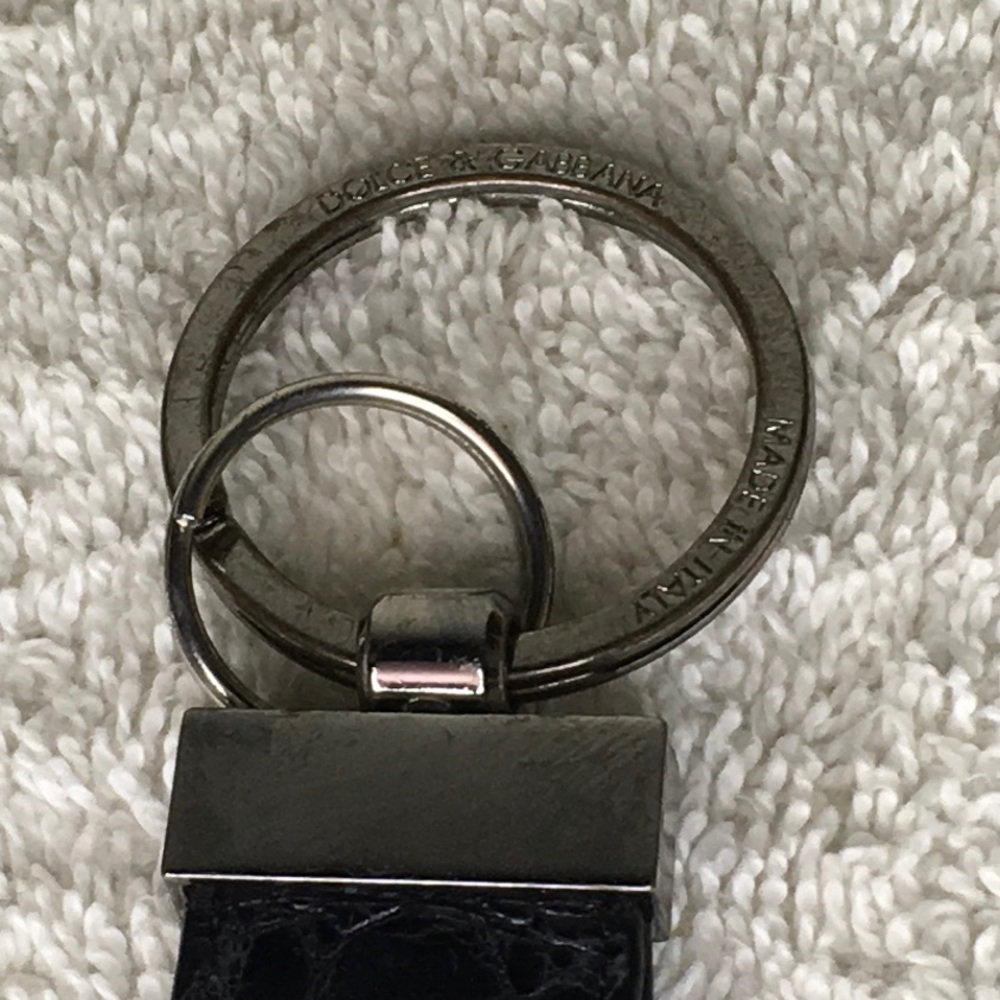 Dolce&Gabbana Silvertone Metal and Black Leather Key Ring (3in) - Picture 5 of 6